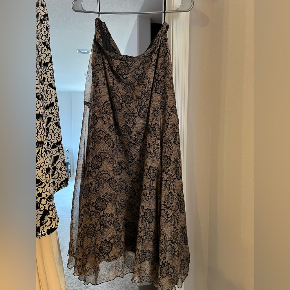 SOLD Trashy Diva Chantilly lace print skirt 100% silk size large